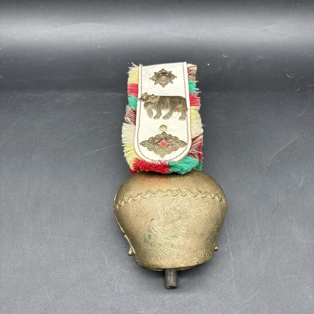 Vintage Brass Cowbell Decorative with Tassels Ornaments Folk Art‎ 9